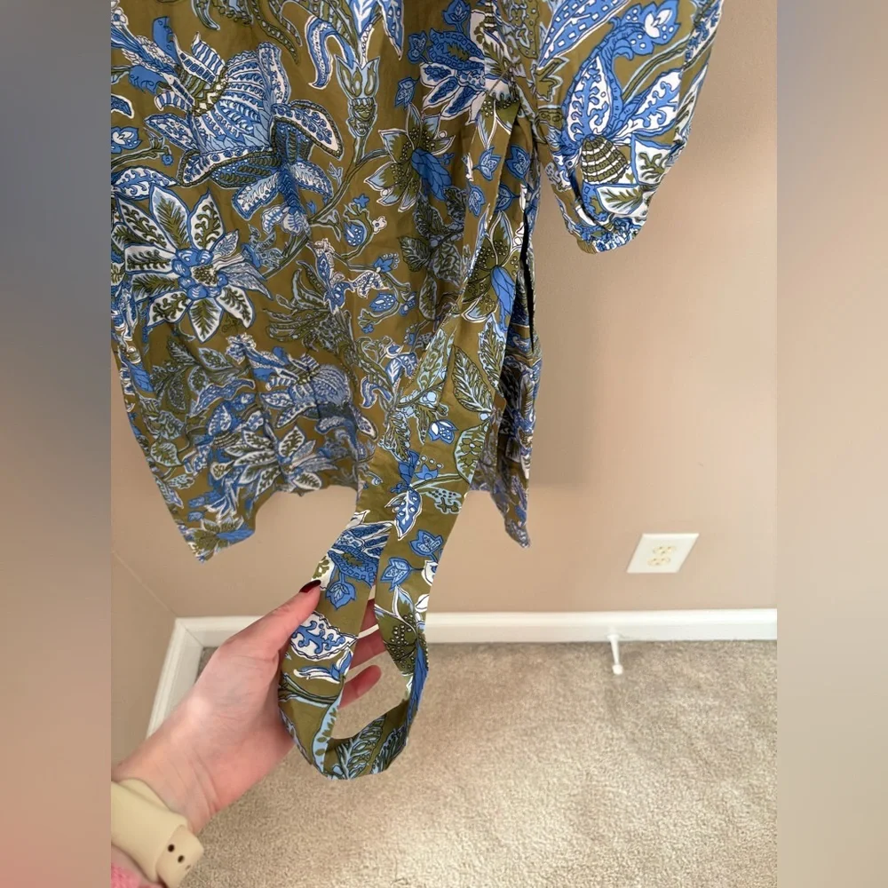 Talbots Olive and Sky Blue Paisley Dress Size 10 - Picture 6 of 8